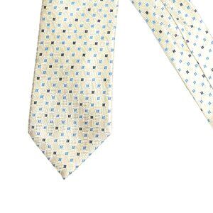 Chereskin Geometric Tie Men’s 61” Yellow Blue Preppy Polyester Designer Wide New